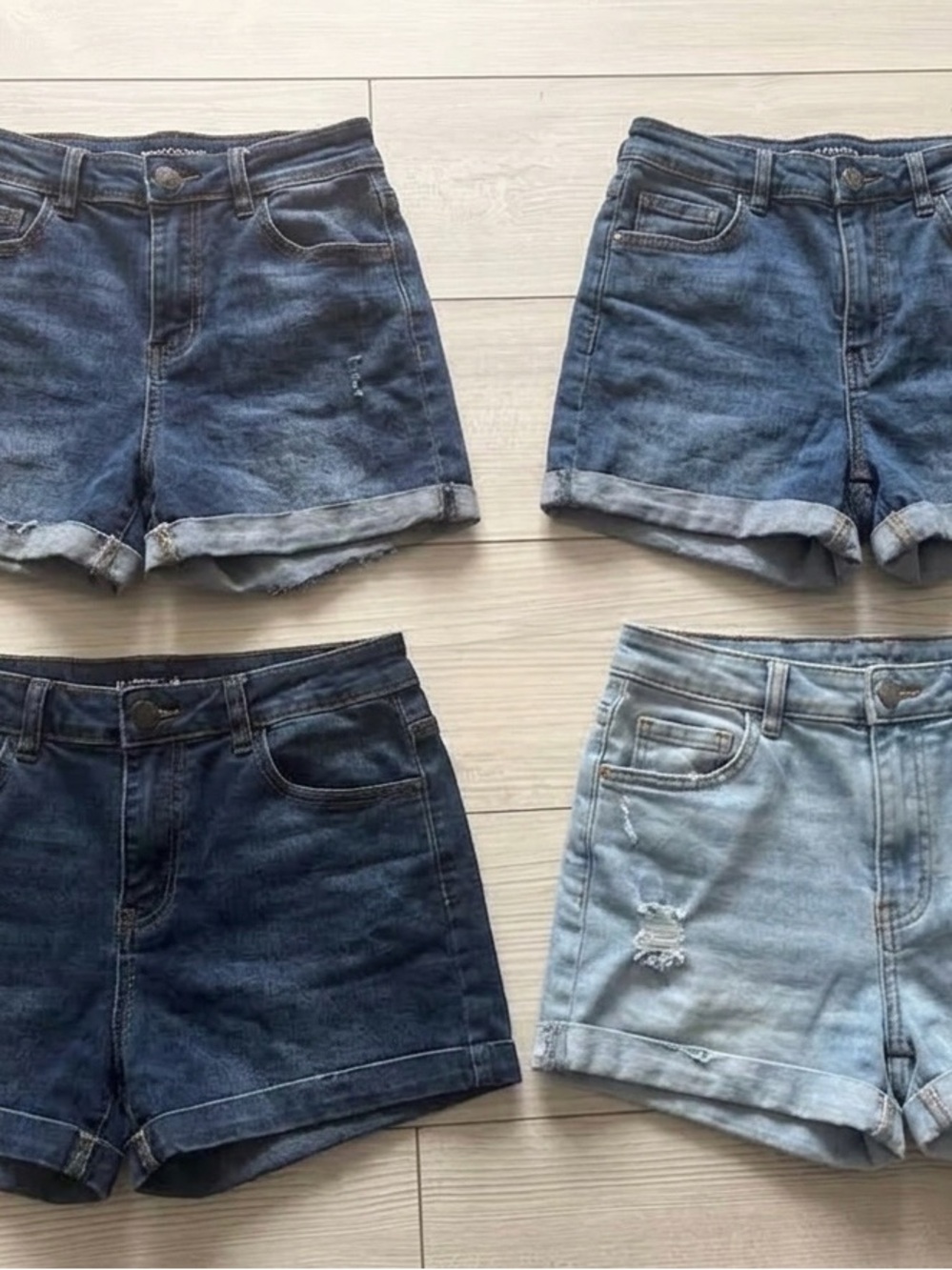 Urban Planet Women’s Jean Shorts - Light Blue & Dark Blue Washes
